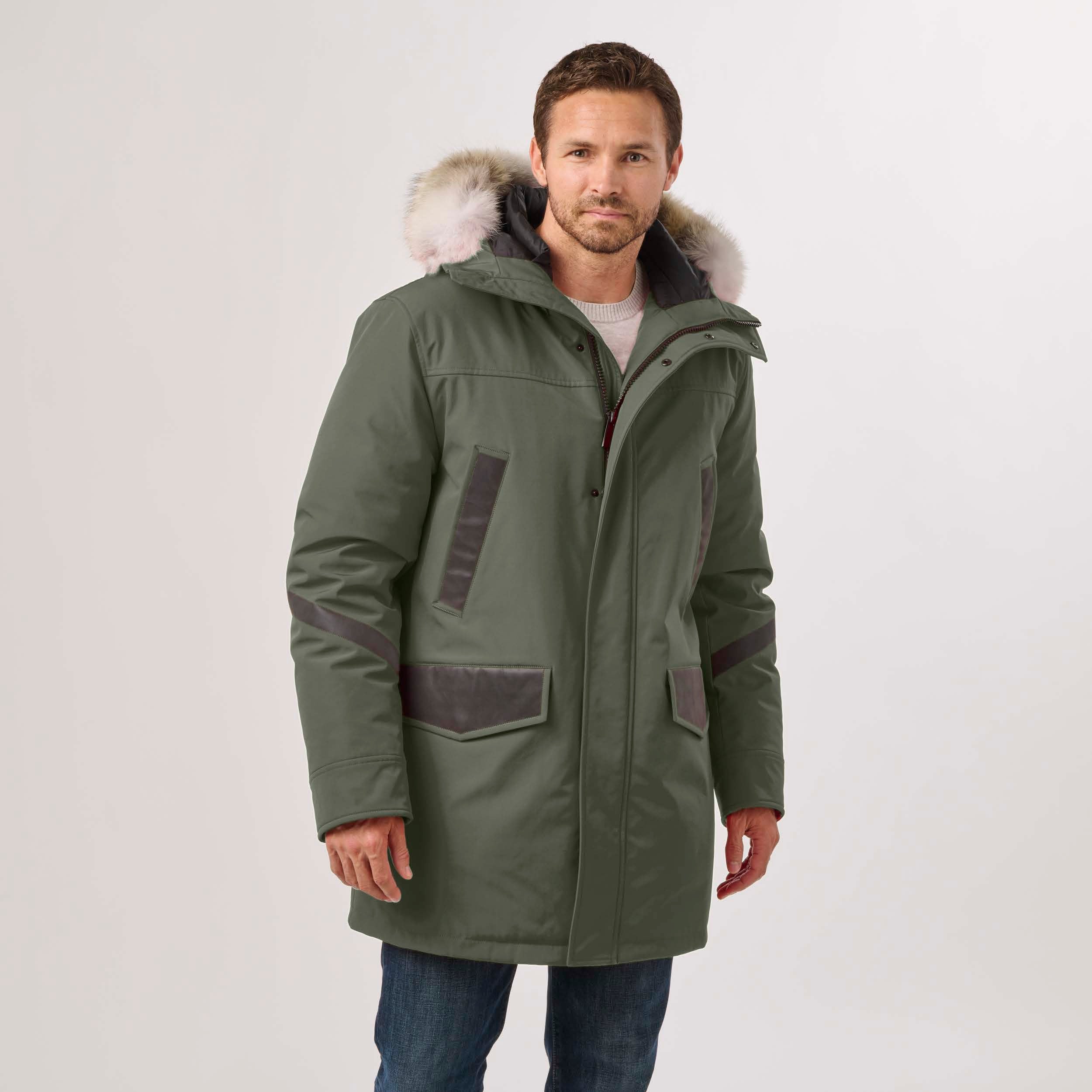 Fashion coyote fur parka mens